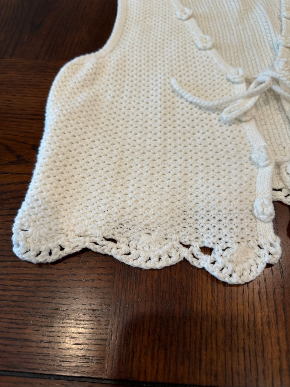 Altar'd State Cream Crochet Tie-Front Knit Tank - Picture 5 of 8